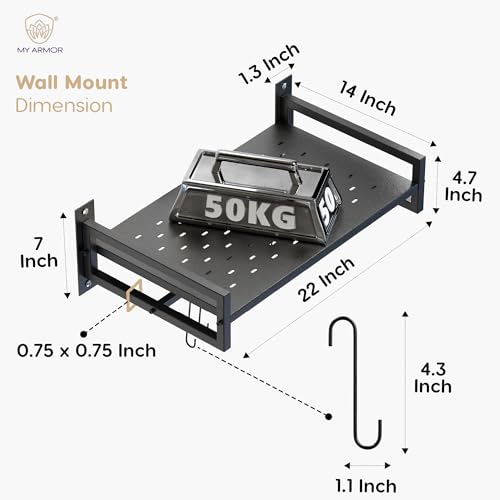MY ARMOR Microwave Stand Wall Mounted for Kitchen, Storage Organizer Wall Rack, Multipurpose OTG for Utensils & Food Storage Cabinet Oven Organizer Shelf Dish Rack, Black - Image 4