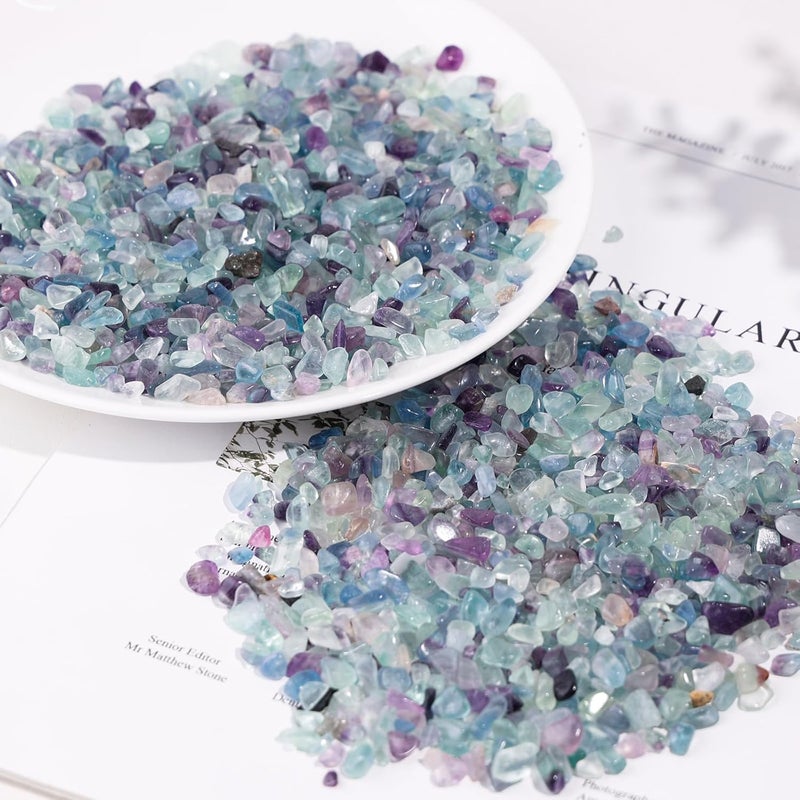 SUNYIK Fluorite/Black Obsidian Tumbled Chips Crystal Crushed Pieces Irregular Shaped 1pound(About 460 gram) - Image 5
