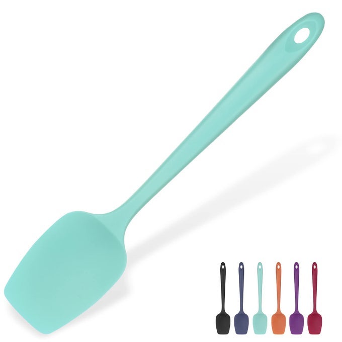 HEAT RESISTANT SILICONE SPOON SPATULA 600F HIGH HEAT FLEXIBLE 1138IN SILICON MIXING STIRRING COOKING SCRAPING BAKING BOWL SCRAPER SEAMLESS SPREADER FOR KITCHEN NONSTICK COOKWARE AQUA SKY