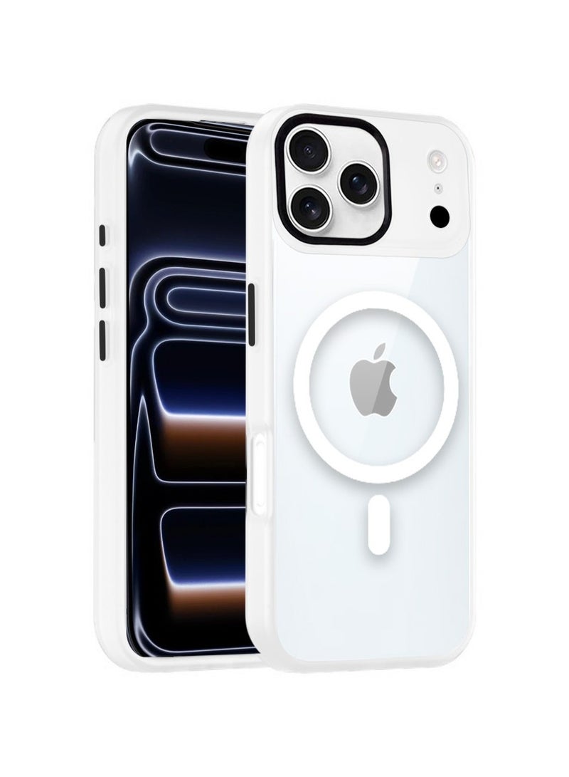 Techie غطاء آيفون 17 برو ماغسيف – غطاء شفاف مضاد للصدمات، خلفية صلبة من الأكريليك المضاد للاصفرار مع TPU + PC، متوافق مع الشحن اللاسلكي – أبيض - Image 1