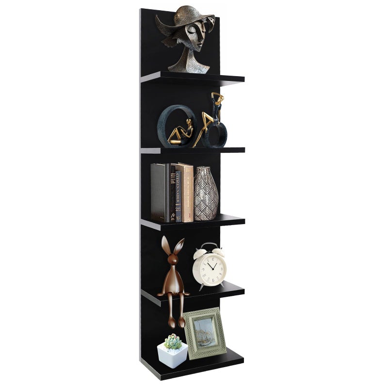 Homaterial 5 Tier Wall Shelf, Wall Mounted Shelves Unit for Living Room Bedroom, Floating Shelves Decor Organizer Tall, Black - Image 1