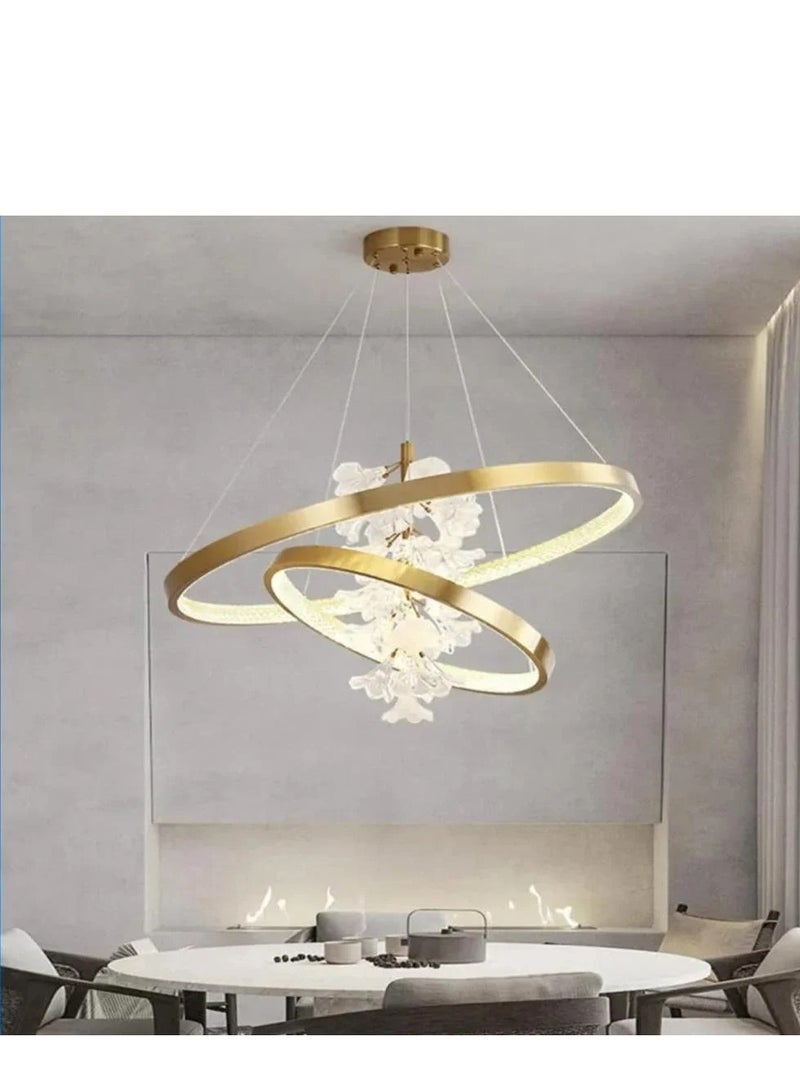 إسكدنيا نجفة ليد ازهار زجاج بريموت ذهبي - Image 1