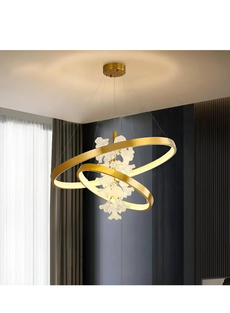 إسكدنيا نجفة ليد ازهار زجاج بريموت ذهبي - Image 4