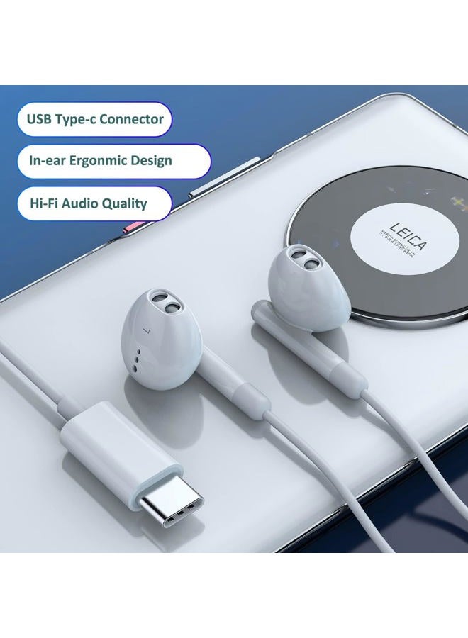 DNSEA سماعات USB-C لهاتف سامسونج جالاكسي S25 FE S25 S25 بلس S25 ألترا، سماعات سلكية USB C مع ميكروفون وتحكم عن بعد، سماعات إلغاء الضوضاء من نوع C، سماعات أذن سلكية لهاتف جالاكسي S25 FE S25 S25+ S25 ألترا - Image 3