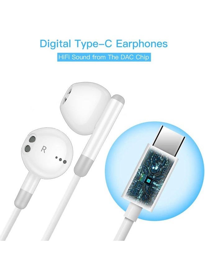 DNSEA سماعات USB-C لهاتف سامسونج جالاكسي S25 FE S25 S25 بلس S25 ألترا، سماعات سلكية USB C مع ميكروفون وتحكم عن بعد، سماعات إلغاء الضوضاء من نوع C، سماعات أذن سلكية لهاتف جالاكسي S25 FE S25 S25+ S25 ألترا - Image 5