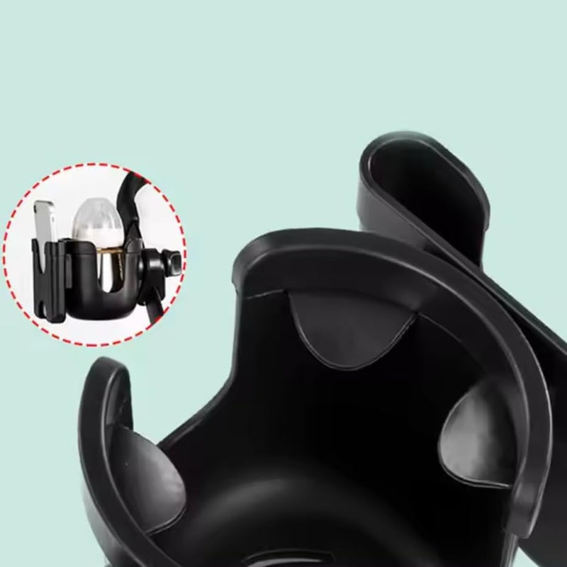 Universal Stroller Cup Holder with Mobile Phone Strollers Storage Rack 360 Degrees Rotation Drink Holder for Bike Pushchair Wheelchair Walker Fits Most Cups - Image 3