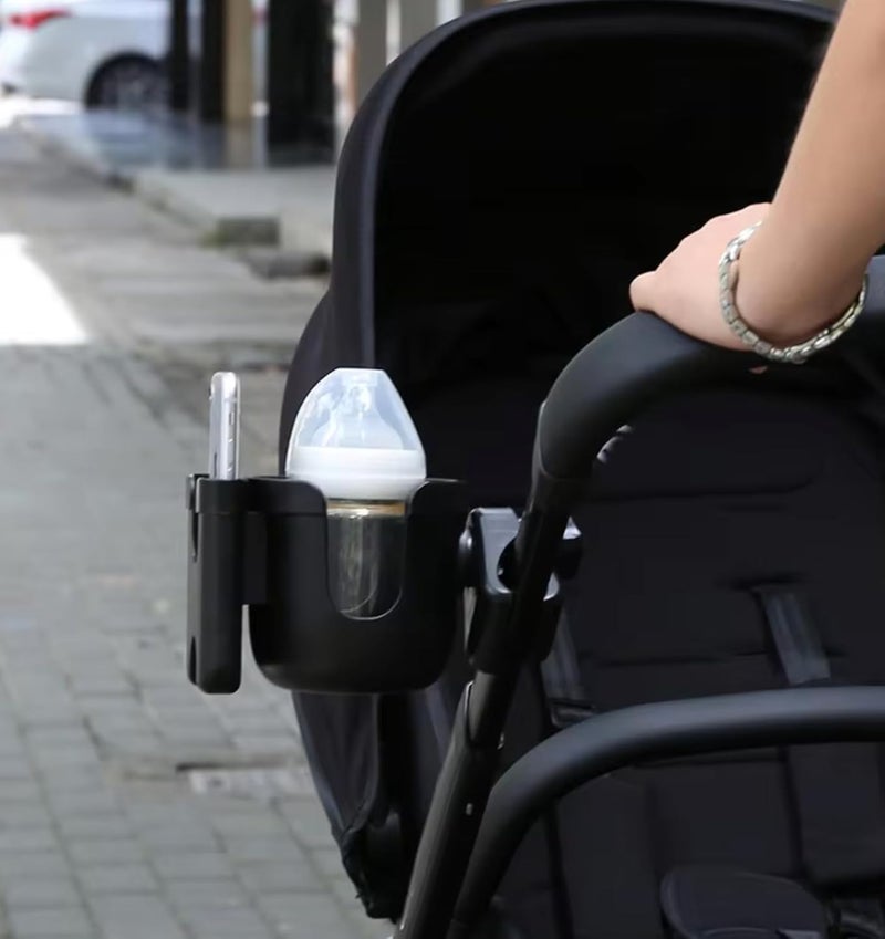 Universal Stroller Cup Holder with Mobile Phone Strollers Storage Rack 360 Degrees Rotation Drink Holder for Bike Pushchair Wheelchair Walker Fits Most Cups - Image 4