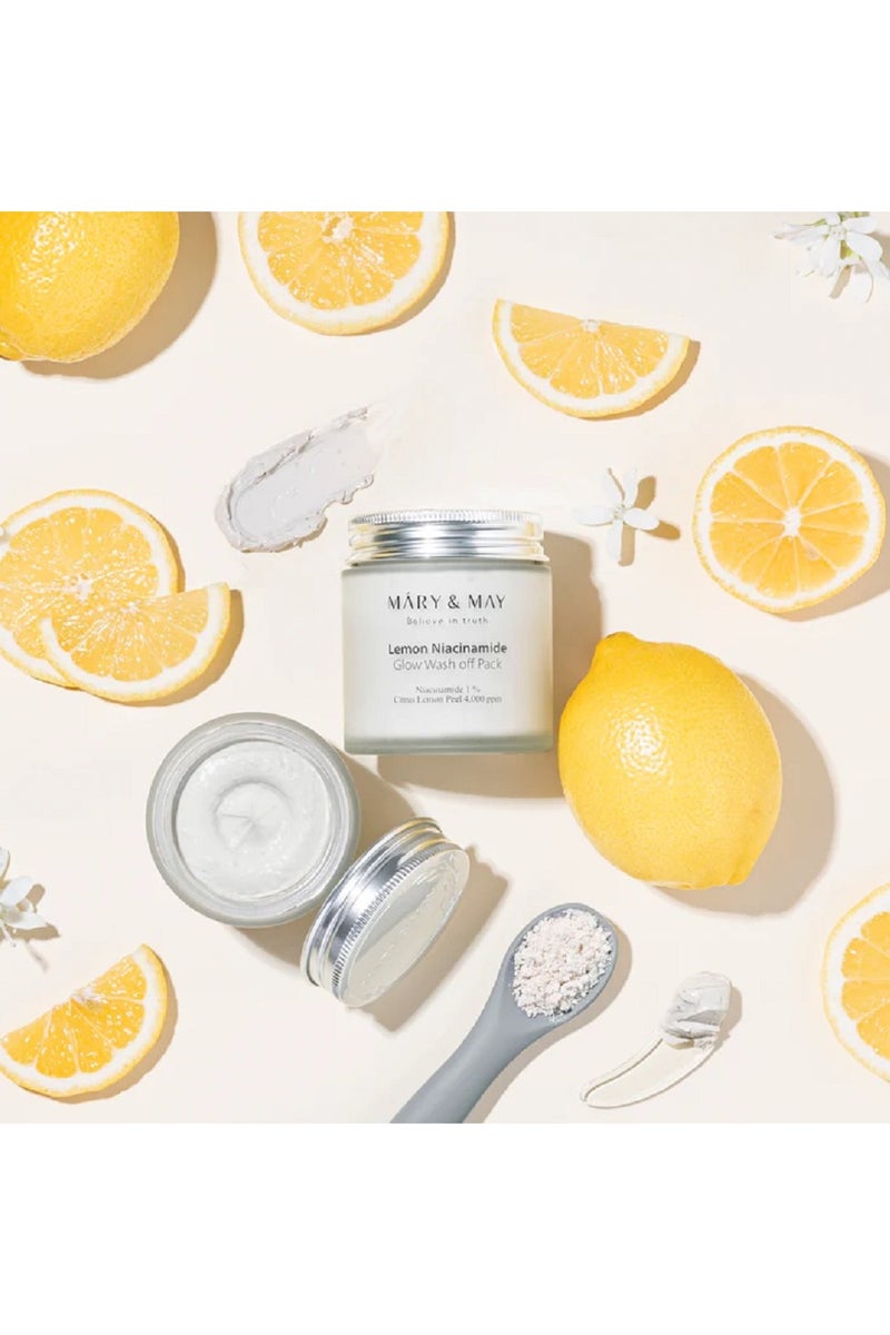 MARY & MAY Máry & May Lemon Niacinamide Glow Wash Off Pack - Creamy Clay Mask 125g - Image 3