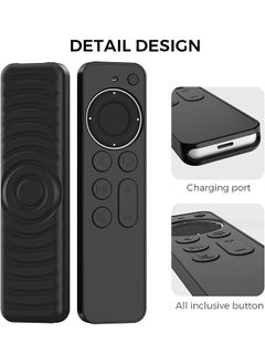 erorex Protective Case For Tv Siri Remote 2021 Non Slip Shock Resistant Durable Silicone Case For Tv 4K Gen 2 2021 Remote Silicone Remote Control Case With Lanyard Black  - Image 4