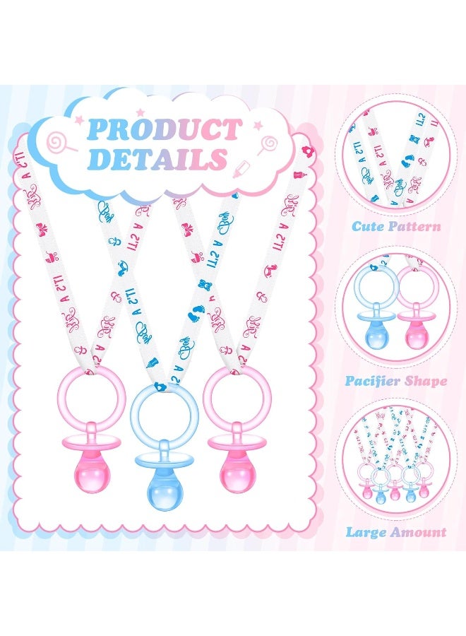 Junkin 60 Pieces Baby Shower Pacifiers Necklace Acrylic Pacifiers Necklace Charm for Baby Shower Party Favors Decorations, Women Style(White, Pink, Blue) - Image 2