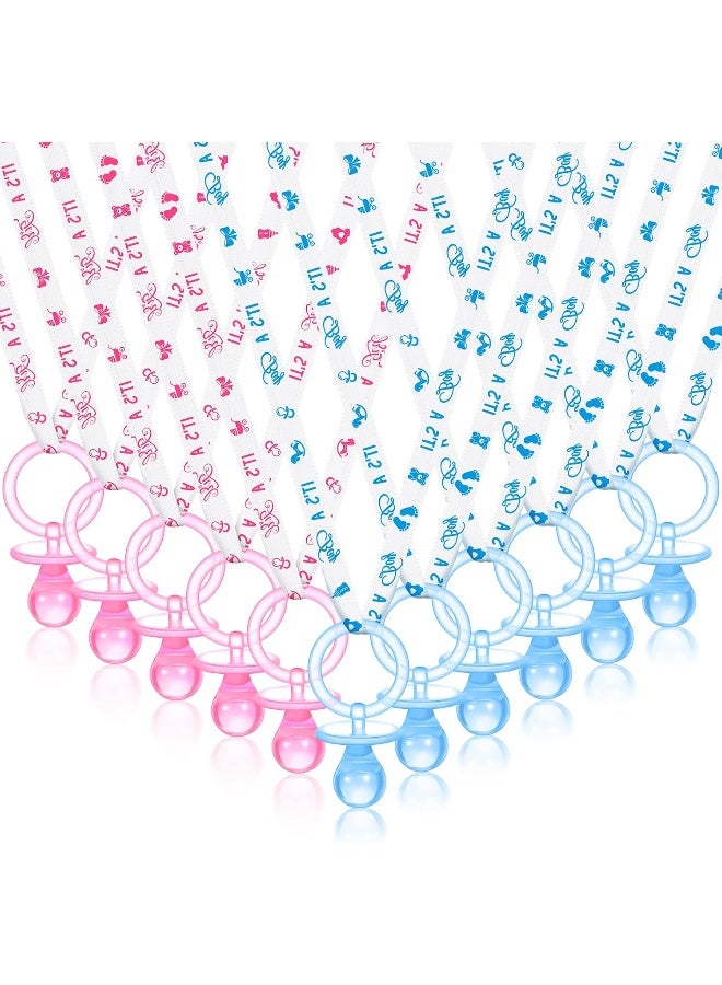 Junkin 60 Pieces Baby Shower Pacifiers Necklace Acrylic Pacifiers Necklace Charm for Baby Shower Party Favors Decorations, Women Style(White, Pink, Blue) - Image 1