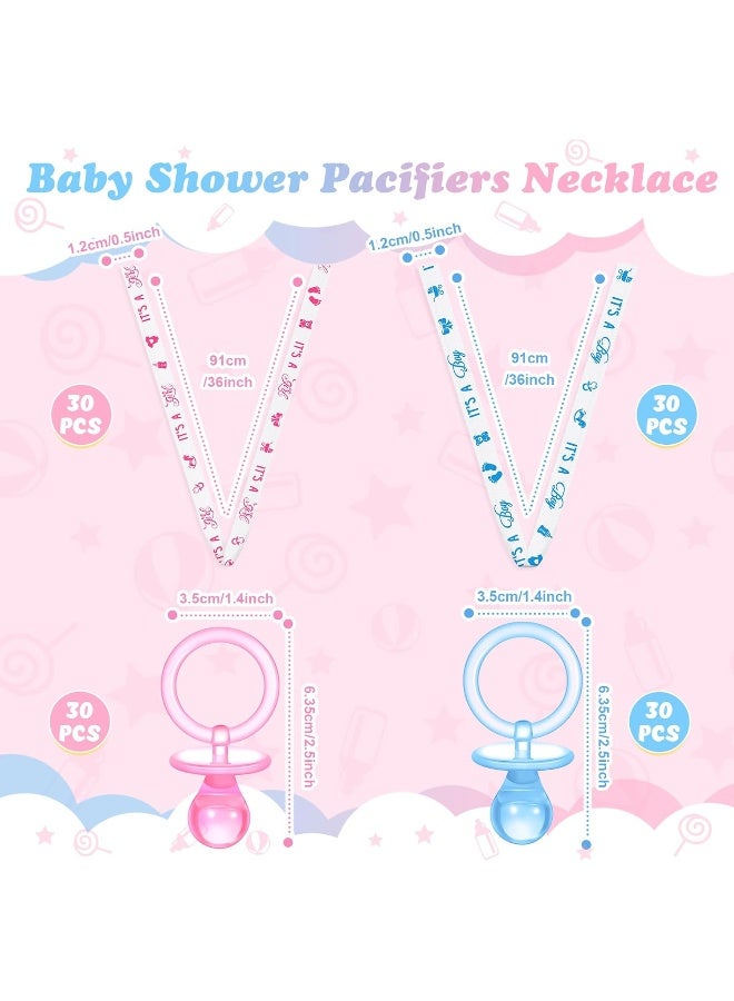 Junkin 60 Pieces Baby Shower Pacifiers Necklace Acrylic Pacifiers Necklace Charm for Baby Shower Party Favors Decorations, Women Style(White, Pink, Blue) - Image 3