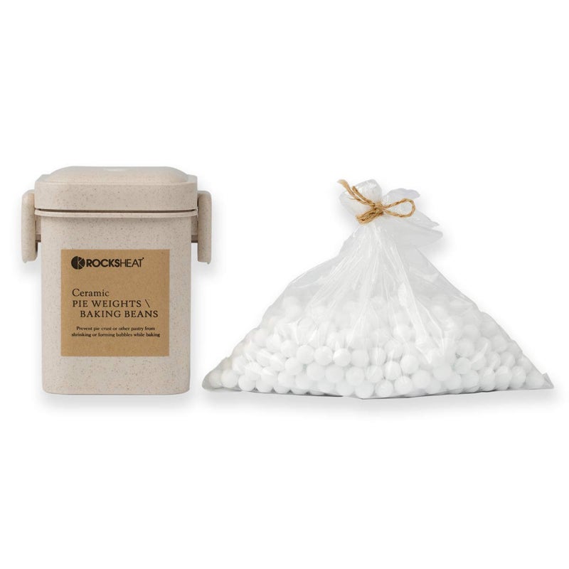 K ROCKSHEAT K ROCKSHEAT Ceramic Pie Weights Baking Beads Pie Crust Weights Natural baking beans with Wheat Straw Container 22Lb  1000g 