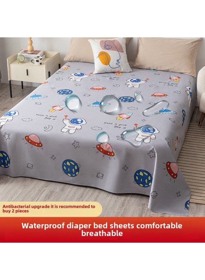 Waterproof Bed Sheet Cat Urine Hair Bed Cover Urine-Resistant Baby List Machine Washable Urine-Proof Cover Dog Rabbit Pet Cover Urine Pad-Color:Astronaut-[waterproof And Breathable For All Seasons]-Specifications:Single Bed Sheets-160x230cm (applicable To 0.9 And 1.2m Beds)  - Image 1