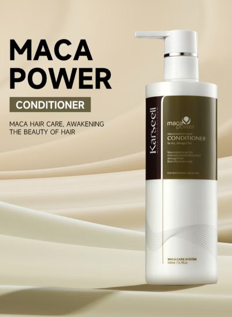 Karseell Maca Power Conditioner – Intensive Repair and Hydration for Dry, Damaged, and Color-Treated Hair – Enriched with Moroccan Argan Oil – 500ml - Image 4