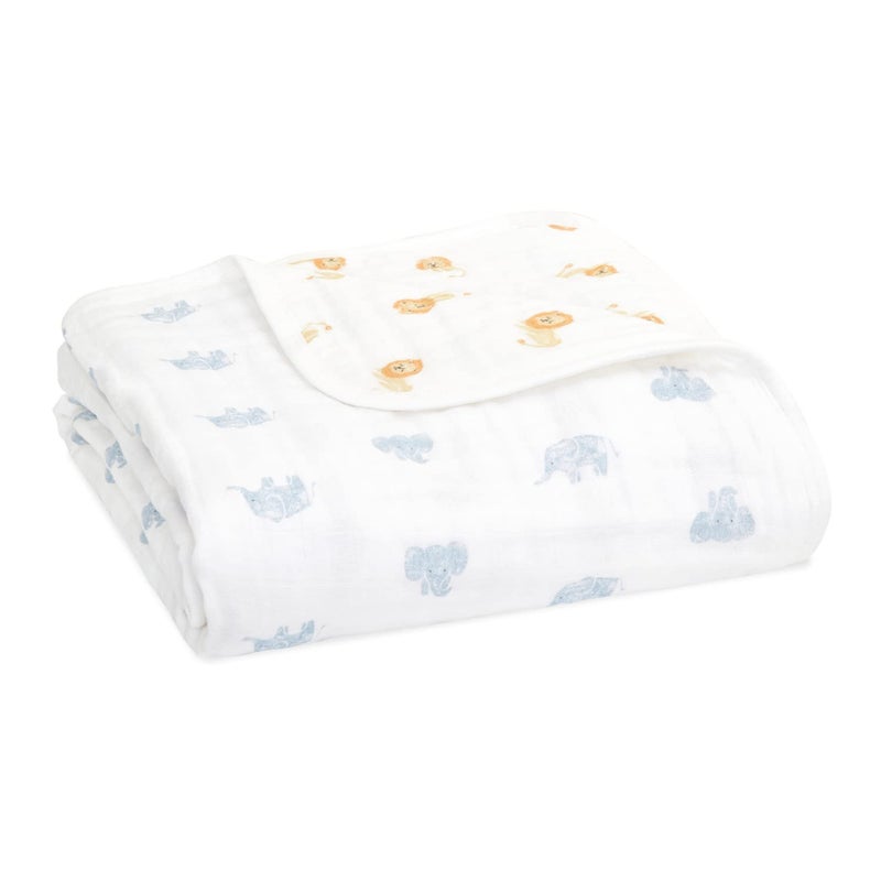 aden + anais 100% Organic Cotton Muslin Baby Blanket Crib Bedding for Newborn Baby and Toddler, Nursery Blanket for Boys and Girls, Baby Registry and Shower Gift - Animal Kingdom, Hello Elephants - Image 1