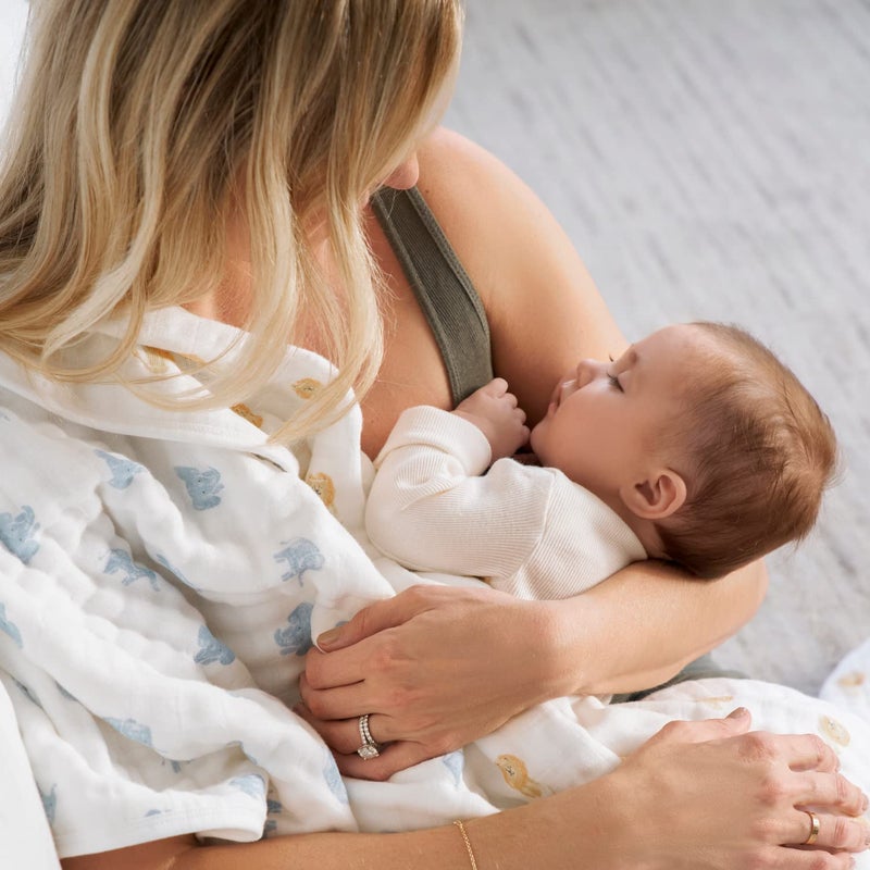 aden + anais 100% Organic Cotton Muslin Baby Blanket Crib Bedding for Newborn Baby and Toddler, Nursery Blanket for Boys and Girls, Baby Registry and Shower Gift - Animal Kingdom, Hello Elephants - Image 4