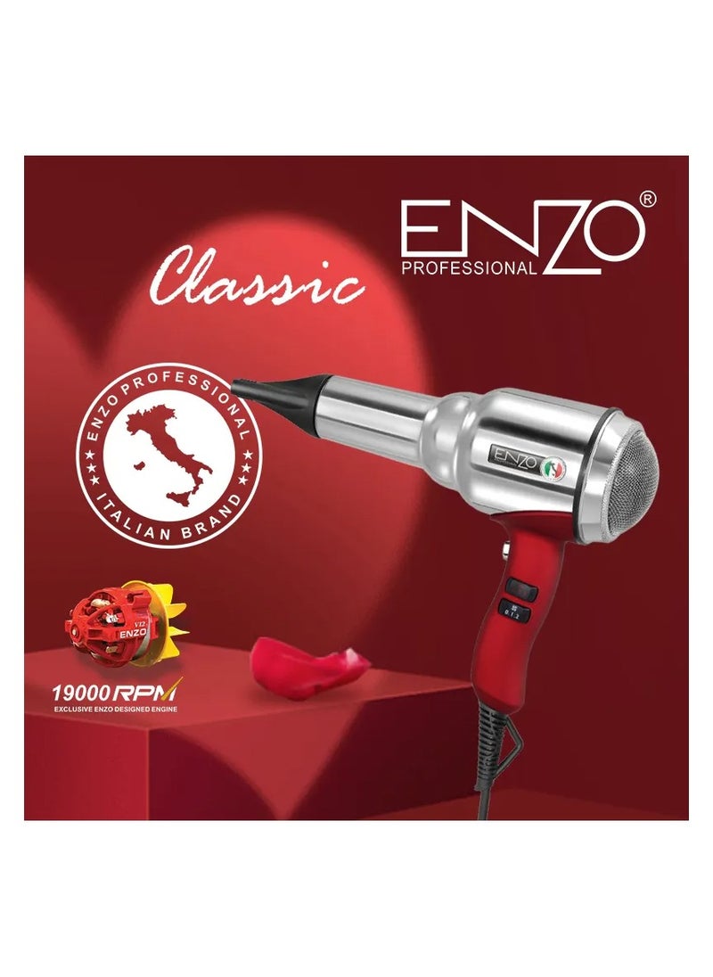 ENZO Professional - ENZO EN-8228 High-Power Retro Hair Dryer Stainless Steel AC Motor for Fast Drying & Salon Results - Image 1