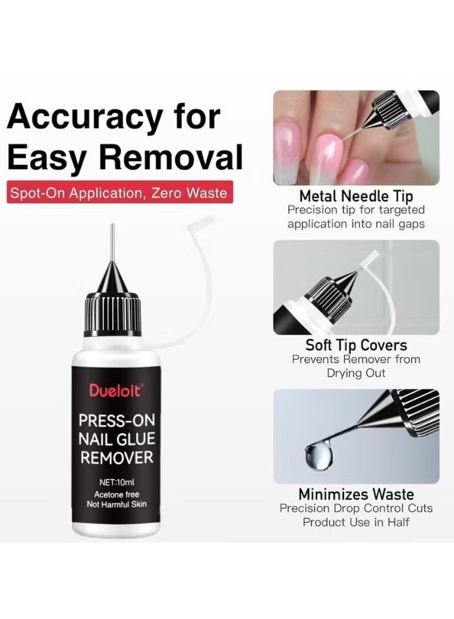 Dueloit 10ml Pinpoint Nail Glue Remover for Press on nails&Fake Nails Multi-Functional Remover for Nails Tips, Gentle Glue Remover for Gel x Nail - Image 3
