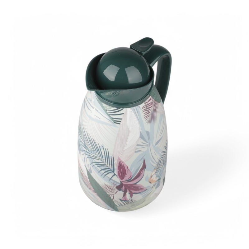 Bister Thermal Coffee Pot 1 Liter – Insulated Carafe with Tropical Leaf & Floral Design, Green Lid & Handle for Hot & Cold Beverages - Image 3