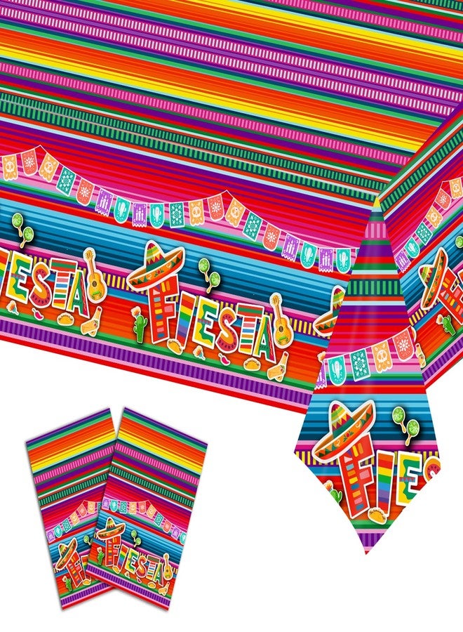 LDFDRT 2 Pcs Plastic Table Cloth Disposable 54"×108" Mexican Fiesta Tablecloths Party Decorations Rectangle Table Cover for Holiday Party Birthday - Image 1