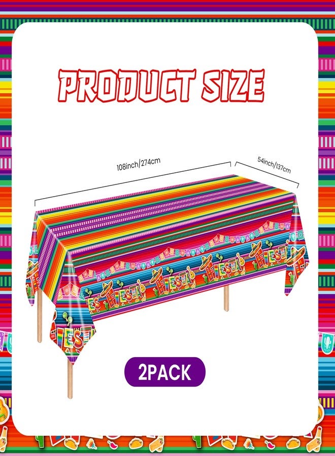 LDFDRT 2 Pcs Plastic Table Cloth Disposable 54"×108" Mexican Fiesta Tablecloths Party Decorations Rectangle Table Cover for Holiday Party Birthday - Image 4