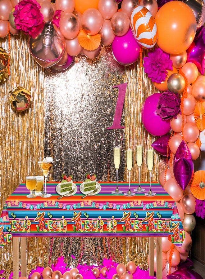 LDFDRT 2 Pcs Plastic Table Cloth Disposable 54"×108" Mexican Fiesta Tablecloths Party Decorations Rectangle Table Cover for Holiday Party Birthday - Image 3