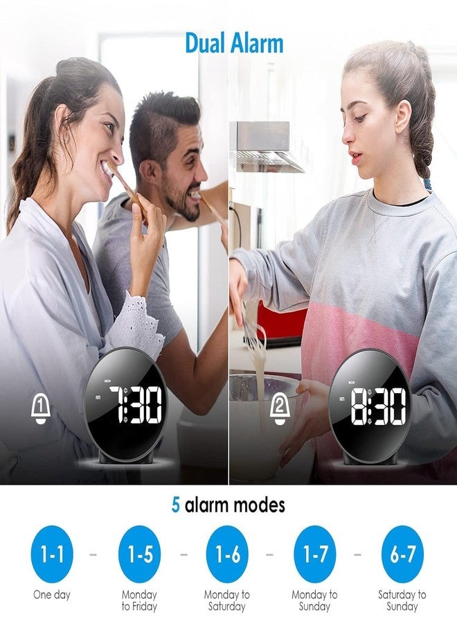 Meneflix ساعة منبه رقمية من مينيفليكس، ساعة طاولة للطلاب، المنزل، المكتب، الشركات، التاريخ ودرجة الحرارة، درج بلاستيكي (أسود) - Image 4