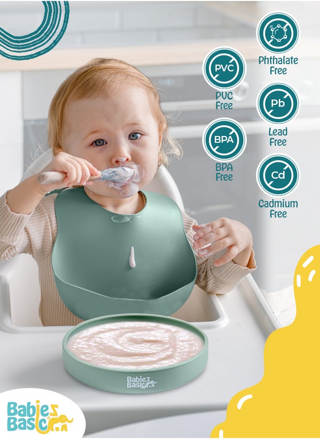 Babies Basic Babies Basic Silicone Feeding Plate with Suction  - Green  - Image 4