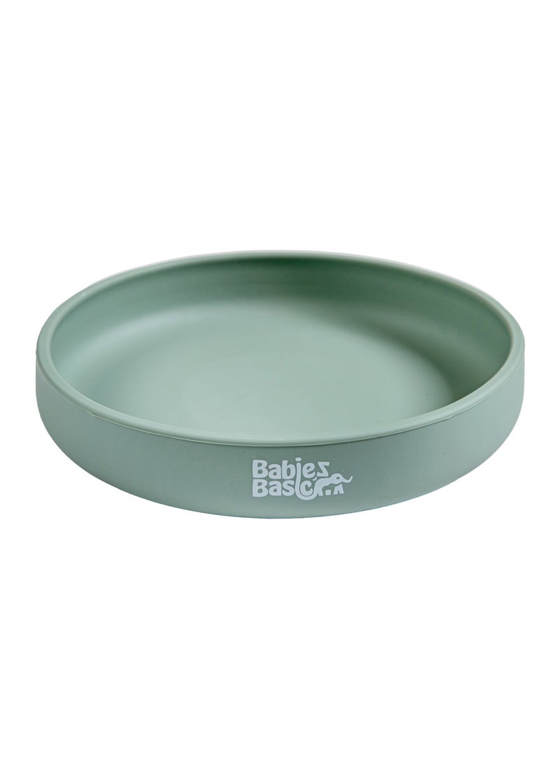 Babies Basic Babies Basic Silicone Feeding Plate with Suction  - Green  - Image 1