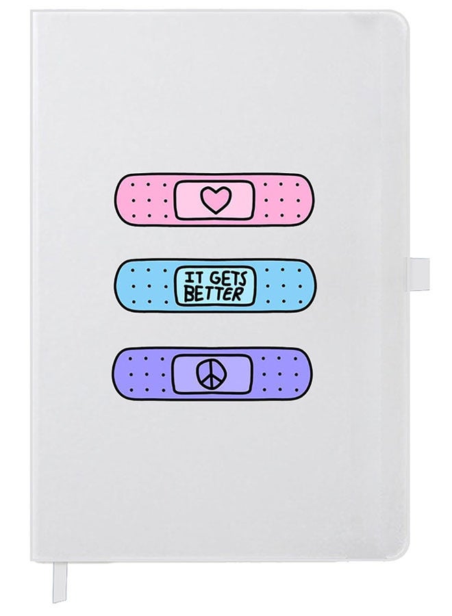 Theodor Designer A5 Thick White Hardcover Notebook Bandaids - Image 1