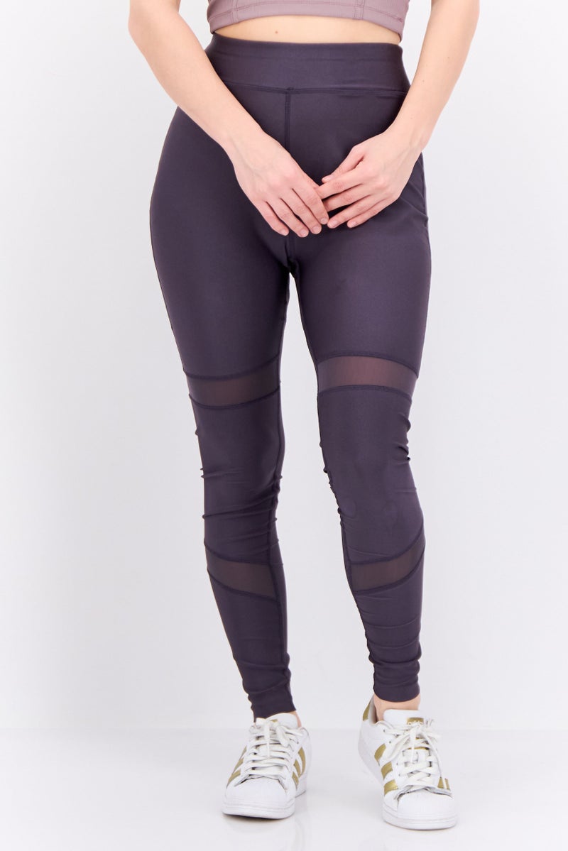 Asos 4505 Women Pull On Brand Logo Leggings, Dark Purple  - Image 1