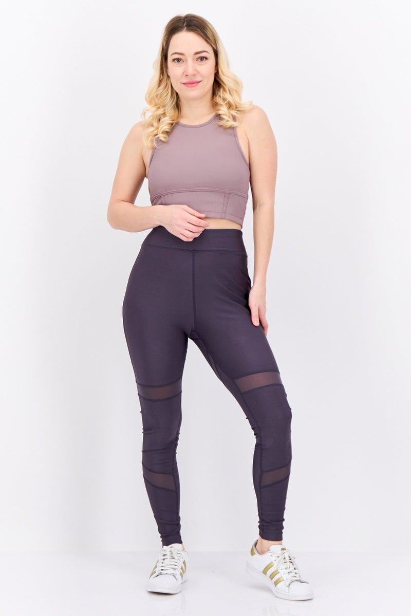 Asos 4505 Women Pull On Brand Logo Leggings, Dark Purple  - Image 4