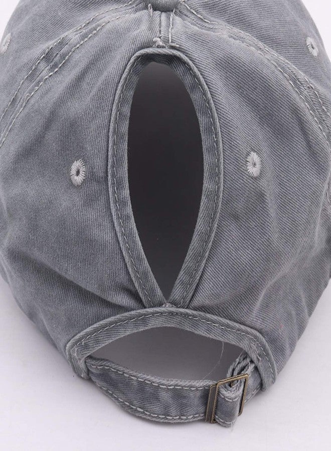 إيوهاك قبعة بيسبول، قبعة ذيل حصان، قبعات عتيقة الطراز عليها علم أمريكي، قبعات ذيل حصان، قبعة كعكة عالية (متوسطة، رمادي باهت مغسول) - Image 3