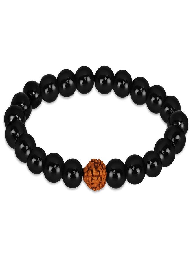 أحدث سوار ميكادو للرجال من خرز رودراكشا وكريستال أسود