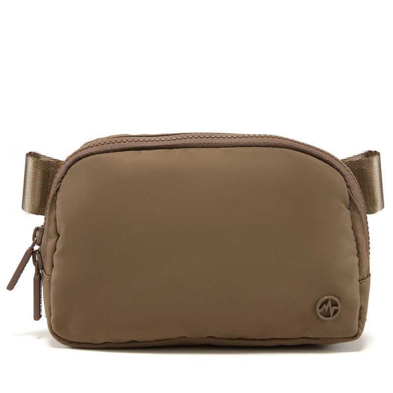 Pander Two Way Zipper Fanny Pack Nylon Everywhere Belt Bag for Women, Water Repellent Waist Packs, Crossbody Bags with Adjustable Strap (Gray Brown) - Image 1