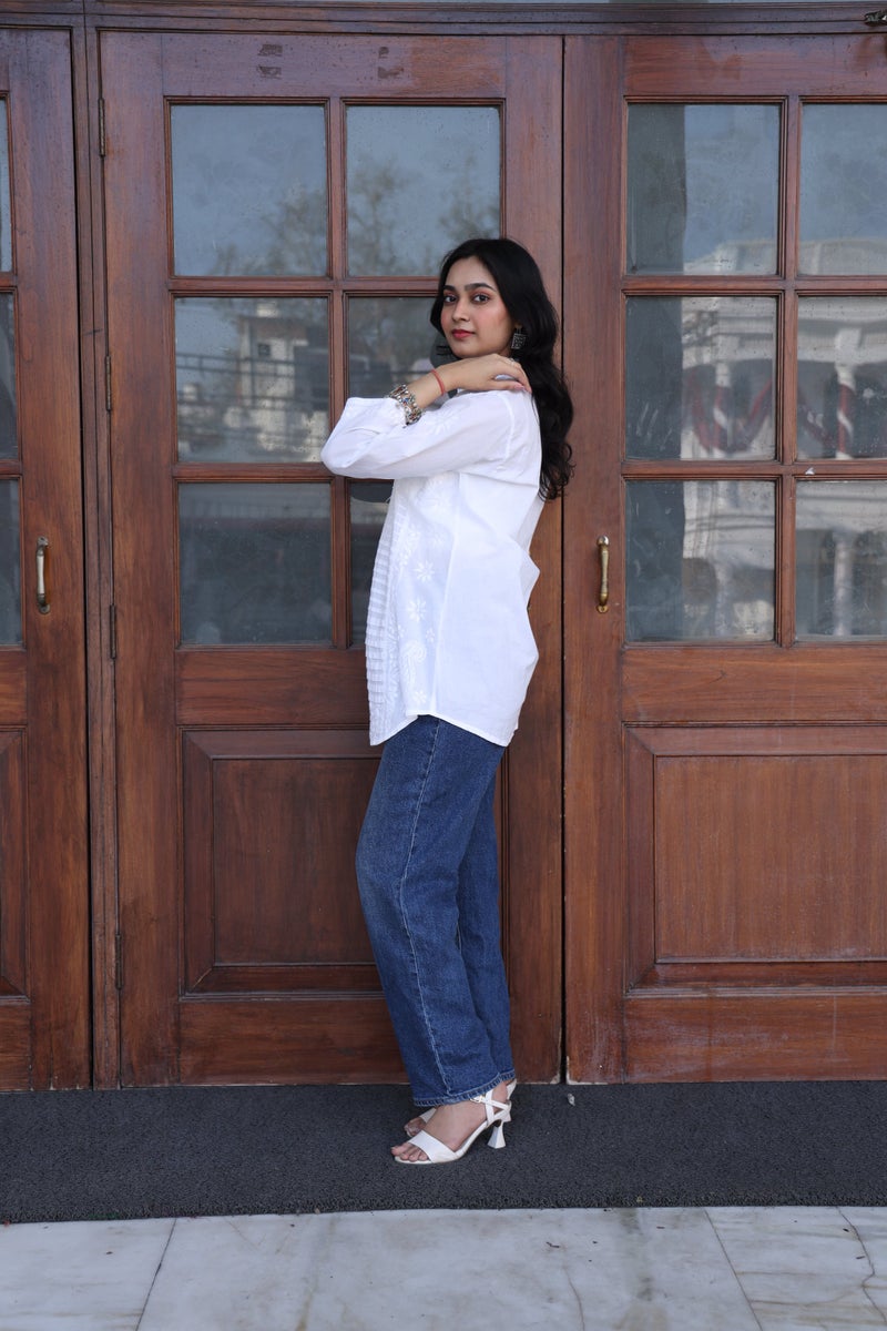 UNDYED Chikankari Shirt for Women - White - Image 2