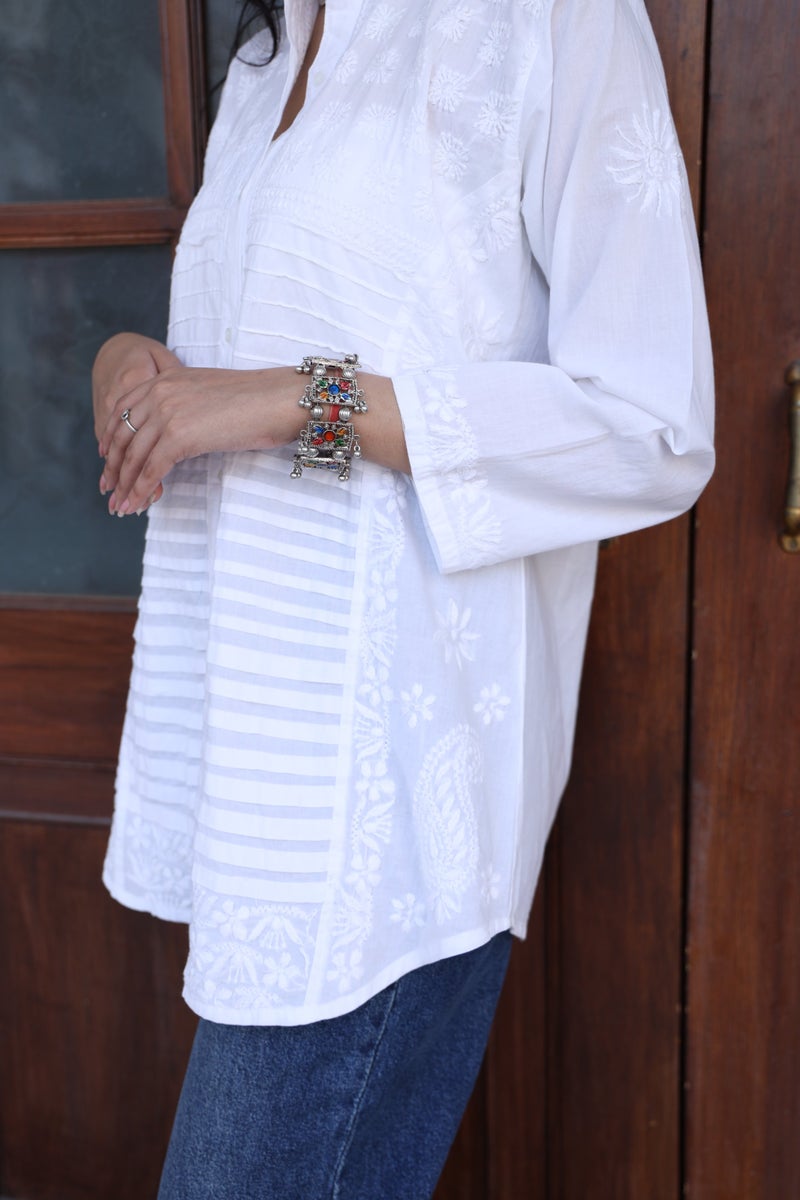 UNDYED Chikankari Shirt for Women - White - Image 5