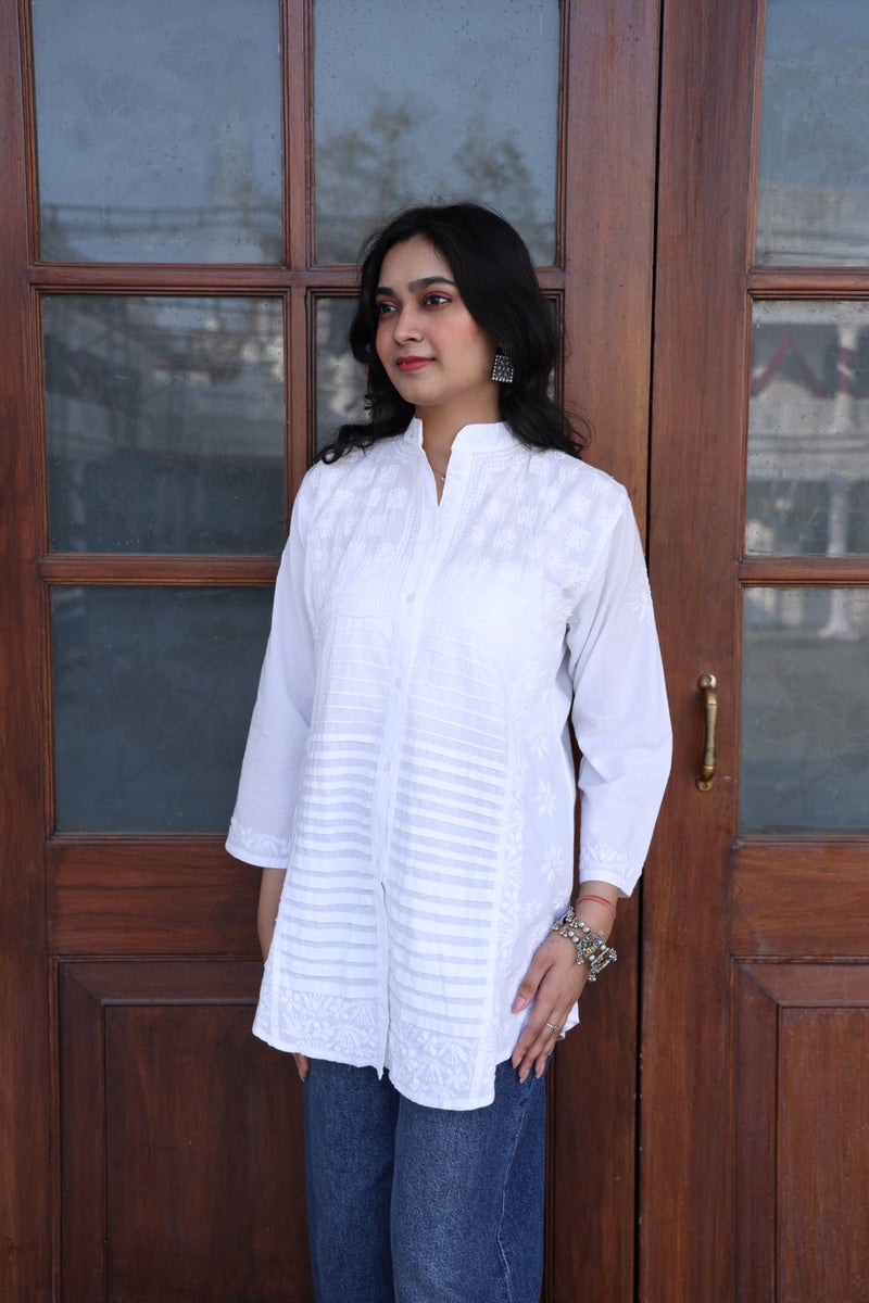 UNDYED Chikankari Shirt for Women - White - Image 4