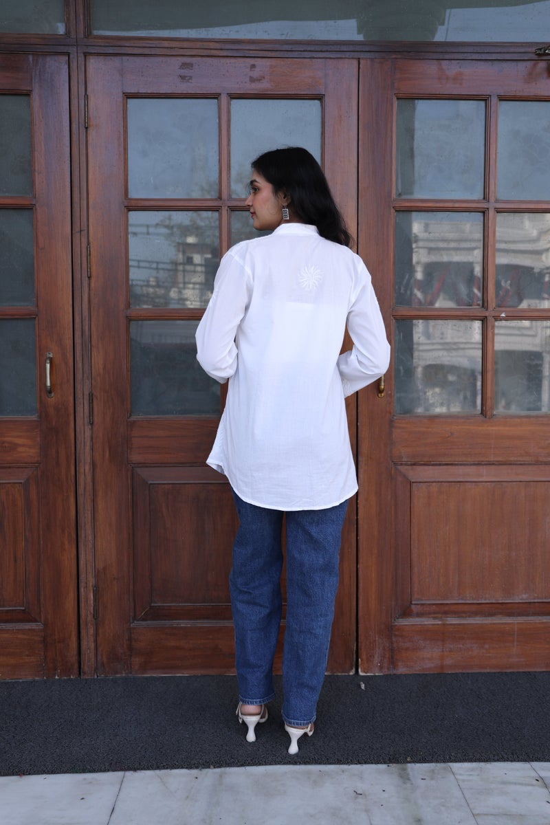 UNDYED Chikankari Shirt for Women - White - Image 3