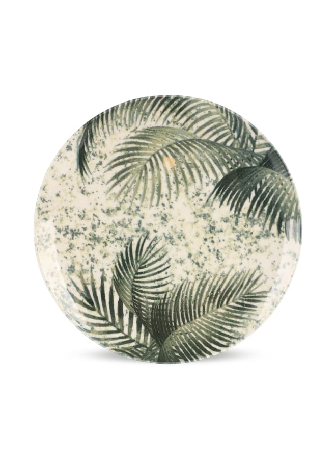 Cooker Dinner Set, 24 Pieces for 6 Persons, Fine Porcelain, Made in Turkey, Palm leaves Design - Green - Image 4