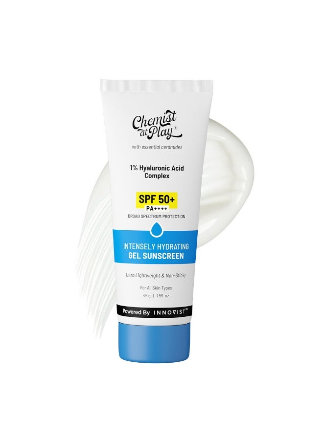 Chemist at Play Intensely Hydrating Gel Sunscreen | SPF 50+ PA++++ | Ultra-Lightweight & Non-Sticky | With Hyaluronic Acid & Ceramides | for Normal, Dry, Oily, Combination skin types | 45gm - Image 1