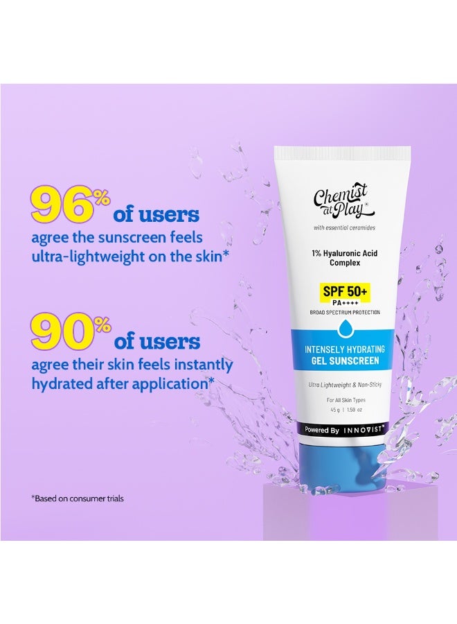 Chemist at Play Intensely Hydrating Gel Sunscreen | SPF 50+ PA++++ | Ultra-Lightweight & Non-Sticky | With Hyaluronic Acid & Ceramides | for Normal, Dry, Oily, Combination skin types | 45gm - Image 5