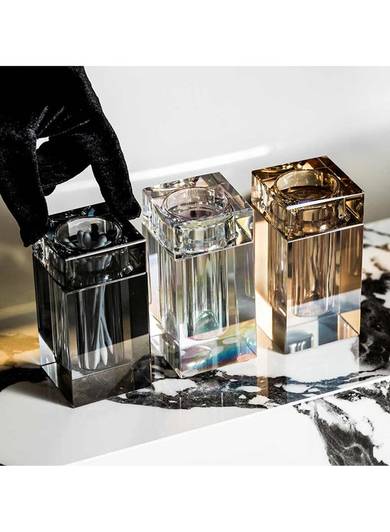 JiFENG Toothpick Holder Light Luxury Decorative Crystal Glass Toothpick Dispenser Cotton Swab Jar - Image 4