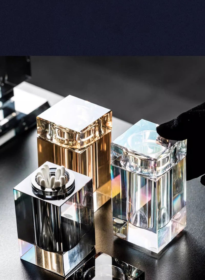 JiFENG Toothpick Holder Light Luxury Decorative Crystal Glass Toothpick Dispenser Cotton Swab Jar - Image 5