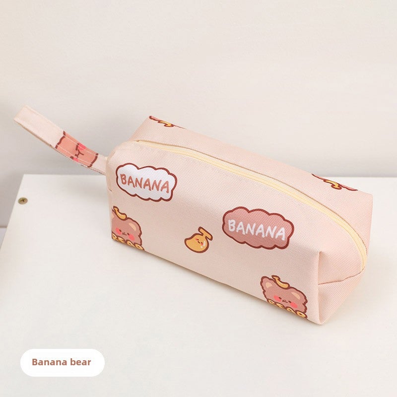 Cute Bear Canvas Pencil Case Large Capacity Banana Bear 