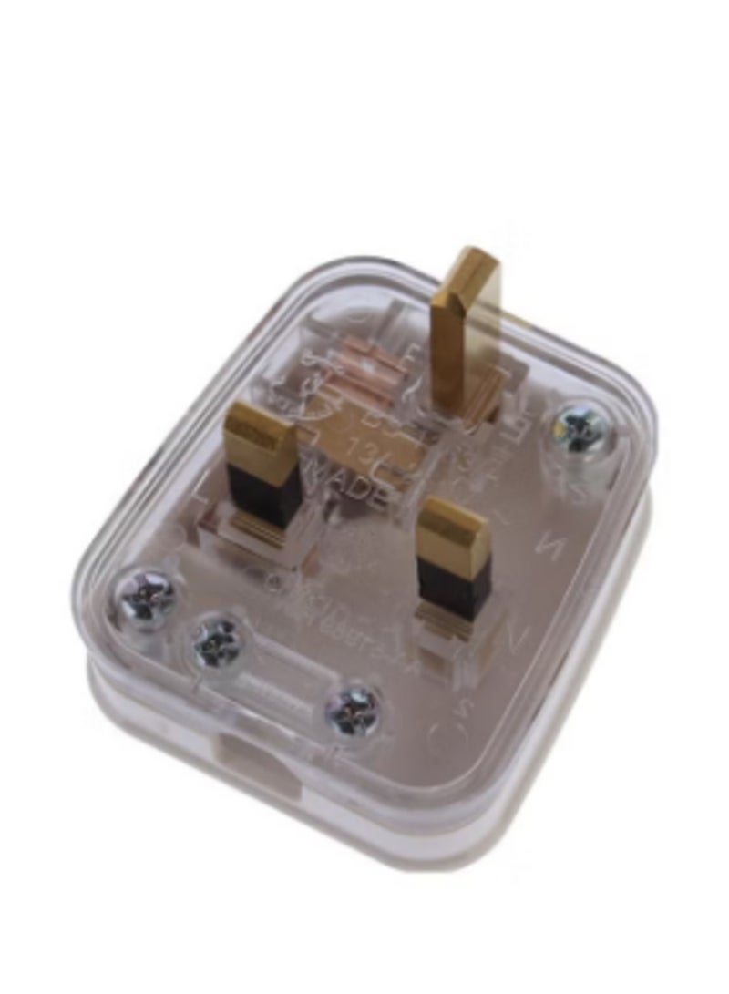 Transparent 13A 3-Pin Plug with Built-in Fuse – Heavy-Duty Copper Core, Safe & Durable Electrical Plug for Home, Office, and Appliances – 250V AC Transparent Power Plug with Secure Grip Design - Image 2