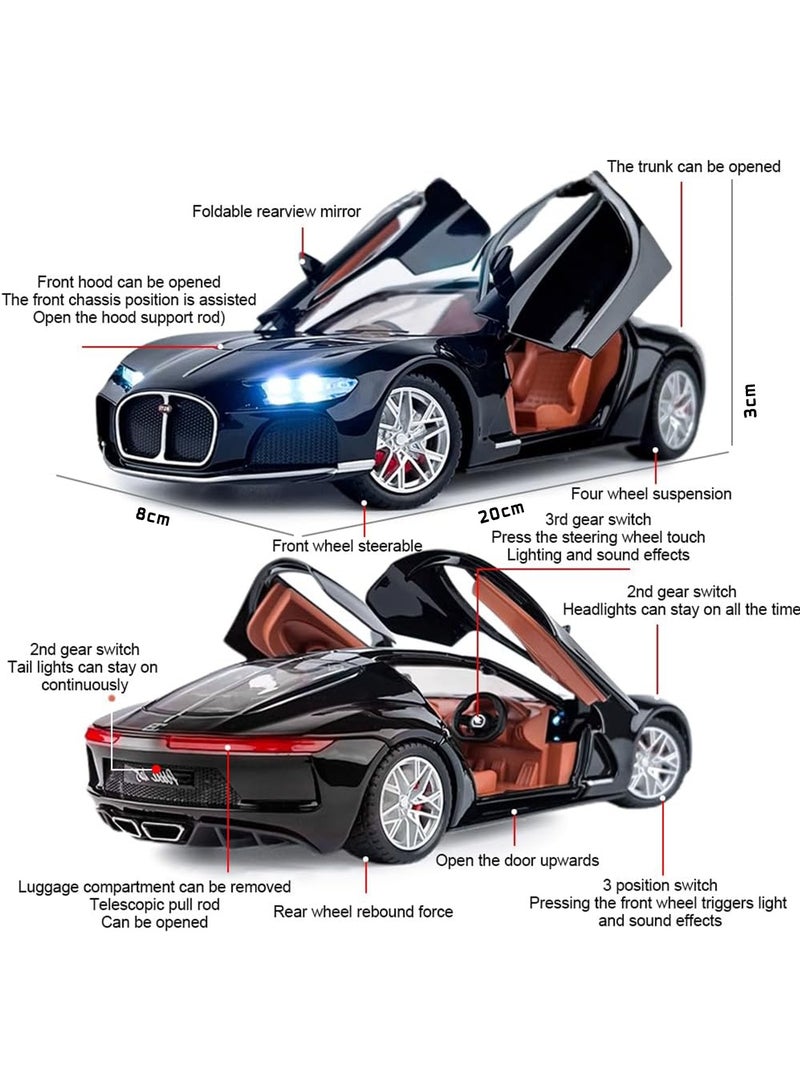 1:24 Scale  Die-Cast Model Car – Alloy Toy Car with Opening Doors, Pull Back Action, Lights  Sounds - Image 3