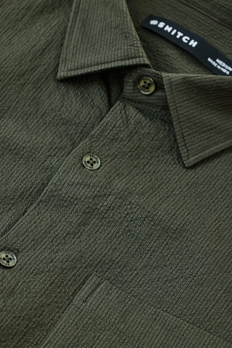 SNITCH Olive Textured Oversized Shirt for Men | Best Price UAE