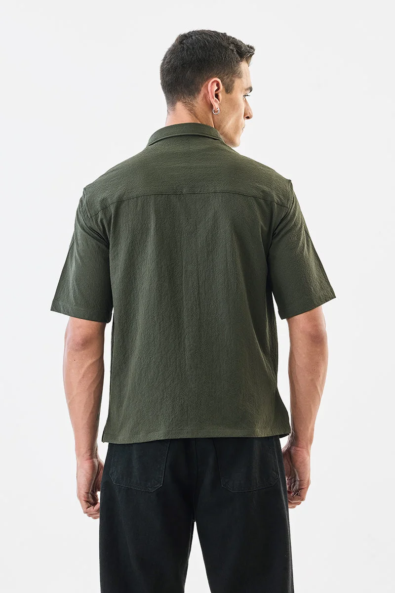 SNITCH Olive Textured Oversized Shirt for Men | Best Price UAE